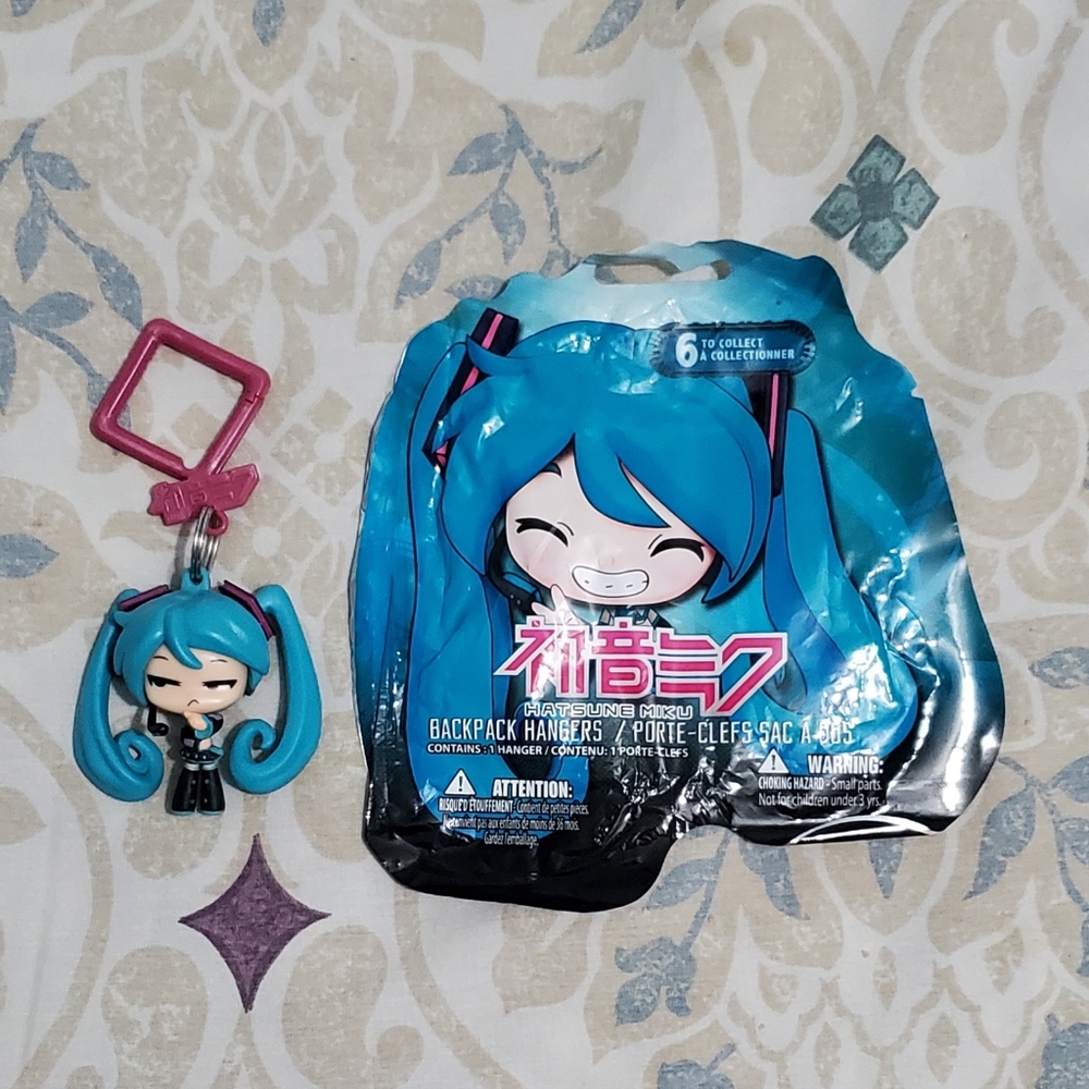 Hatsune Miku figure backpack hanger.  New in open bag